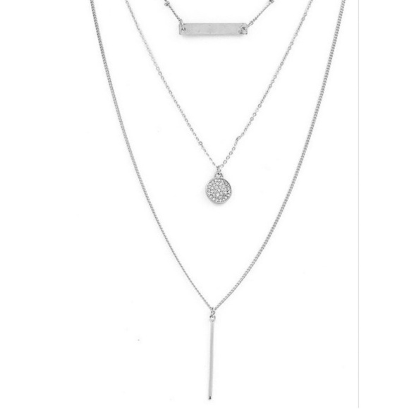 Triple Layered Bar & Disc Necklace - Picture 2 of 2